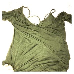 Green off the shoulder shirt